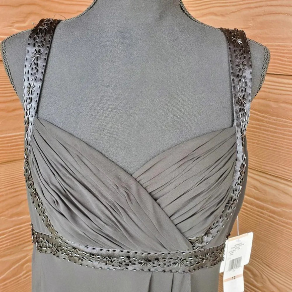 NWT JONES WEAR DRESS WOMEN'S SIZE 12 BLACK BEADED SWEETHEART NECKLINE - Picture 6 of 10